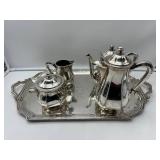 Silver-Plated Tea Set with Tray