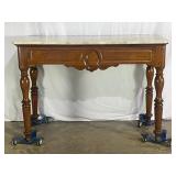 Antique Marble-Top Console Table-8154