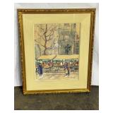 Framed Watercolor Street Scene-8842