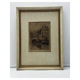 Antique Framed Etching-8274