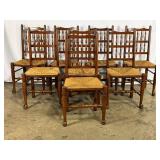 8 Antique Lancashire Spindle Back Chairs