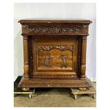 Antique Oak Carved Cabinet-7871