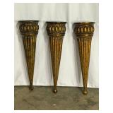 Three Gilt Wall Sconces