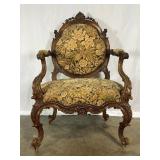 Gorgeous Antique Rococo Carved Armchair - 5470