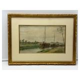 Framed Watercolor of Boats-8840