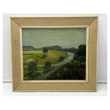 Framed Pastoral Landscape Painting