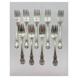 Set of 9 Sterling Silver Forks