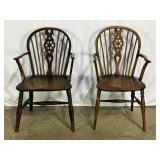 2 Antique Wheel Back Chairs-9120