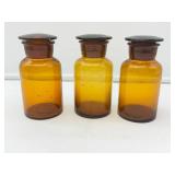 3 Amber Apothecary Jars-8158