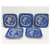 5 Willow Pattern Saucers