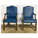 Pr Blue Leather Chairs