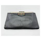 Vintage Black Leather Clutch Purse