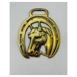 Brass Horse Head with Horseshoe