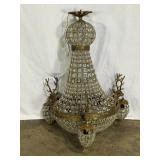 Crystal and Brass Stags Head Chandelier-114