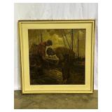 Framed Fishermen Oil Painting ï¿½ 6606