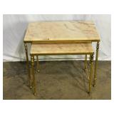 2 Marble & Brass Tables-8983