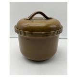 Brown Stoneware Lidded Crock