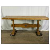 Antique Oak Trestle Table-9115