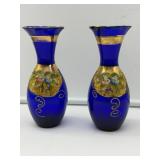 Pr Cobalt Blue Glass Vases