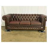 Red Leather Chesterfield Sofa