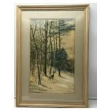 Framed Winter Forest Painting-8838