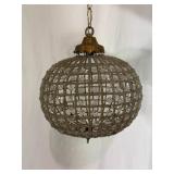 Round Beaded Crystal Pendant Light