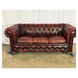 Red Leather Chesterfield Sofa
