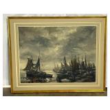 Framed Maritime Oil Painting-8583