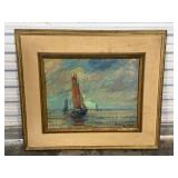 Framed Seascape Oil Painting-8579