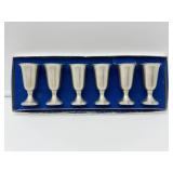 Six Vintage Web Pewter Cups