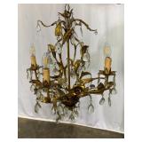 Gilt Metal and Crystal Chandelier-8464