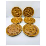 Six Yellow Oyster Plates-8947