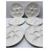 6 White Oyster Plates-8892