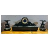 Antique Marble Open Escapement Garniture Clock Set
