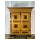 Antique Carved Oak Cabinet - 5546