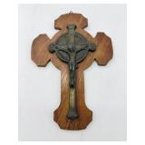 Wooden Cross With Metal Crucifix-9342