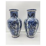 Pr Blue & White Vases-9026