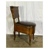Antique Georgian Leather Commode Chair