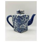 Blue and White Ceramic Teapot