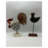 2 Wooden Chicken Figures