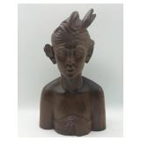 Hand-Carved Wooden Bust