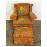 Upholstered Armchair with Ottoman