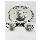3 Pcs. Black Transferware Set
