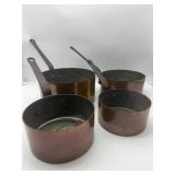 Four Copper Saucepans-9594