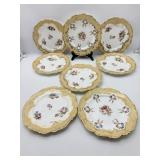 8 Hand Painted Floral Porcelain Plates