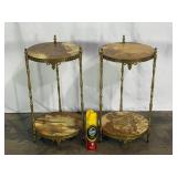 Pr Brass & Onyx Tables-9879