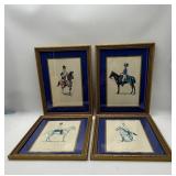 Four Framed Cavalry Prints