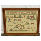 Framed Cross-Stitch Artwork