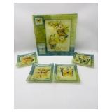 Floral Glass Plate Set