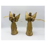 2 Gold Angel Figurines